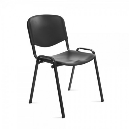 Silla confidente respaldo plástico negro / asiento plástico negr