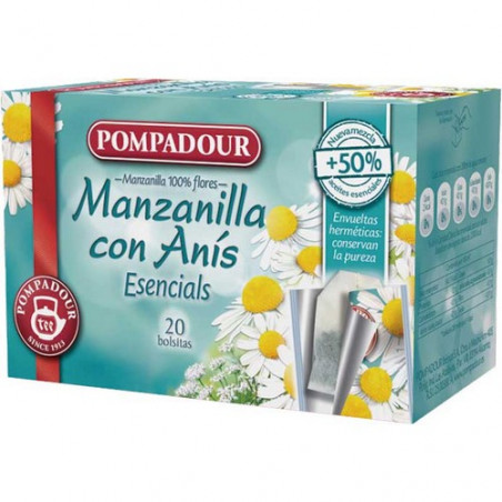 Manzanilla con anís caja 20 bolsitas 1,25 gr. Pomp