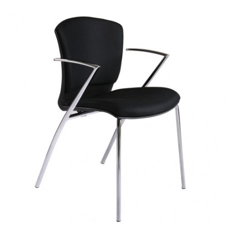 Silla Confidente Tapizada Tela Negra RD966 Rocada