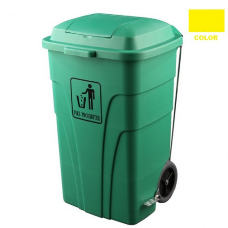 Contenedor de 120 litros para basuras,con pedal amarillo