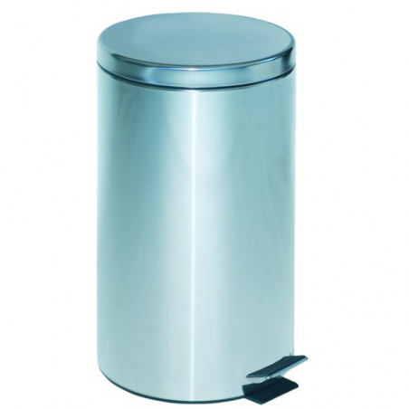 Cubo cilíndrico con pedal 30 litros de capacidad, acero  ínoxida