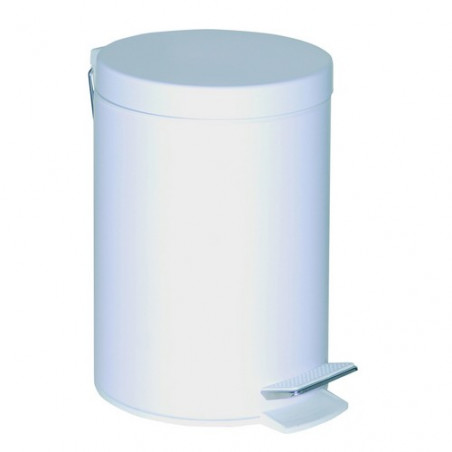 Cubo cilíndrico con pedal 12 litros de capacidad, lacado blanco