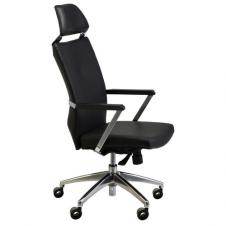 Silla dirección piel negra y base aluminio RD998N 