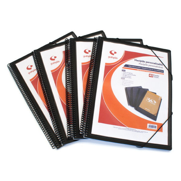 Carpeta 40 fundas Folio Maxiplás opaco negro personalizable Carpeta 40 fundas Folio Maxiplás opaco negro personalizable