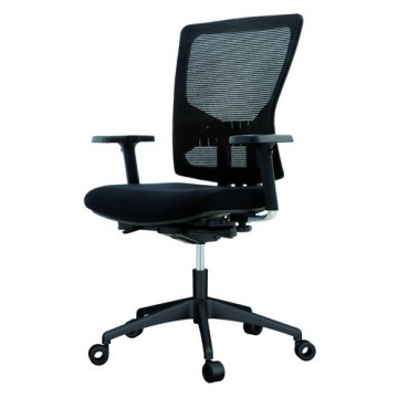 Silla operativa oficina respaldo malla negra y asiento tapizado negro, brazos incluidos rd937-4