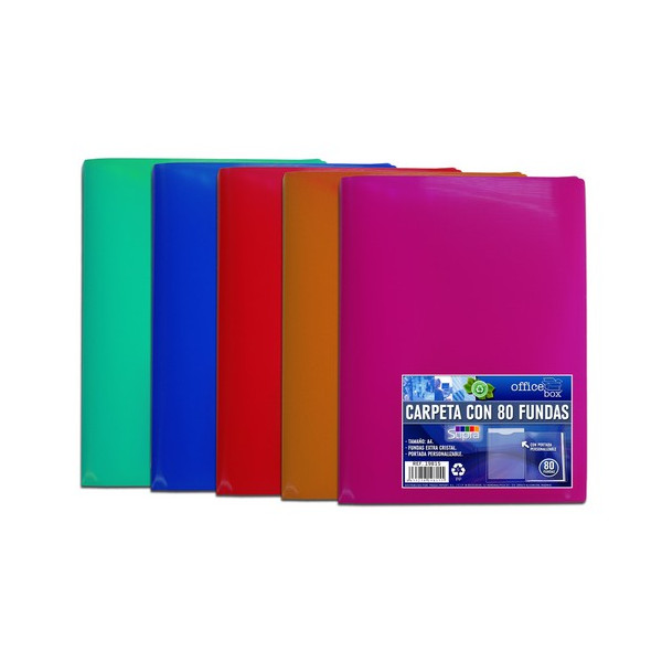 Carpeta 80 fundas A4 227x308mm. PP color surtido Supra Office Bo Carpeta 80 fundas A4 227x308mm. PP color surtido Supra Office Bo