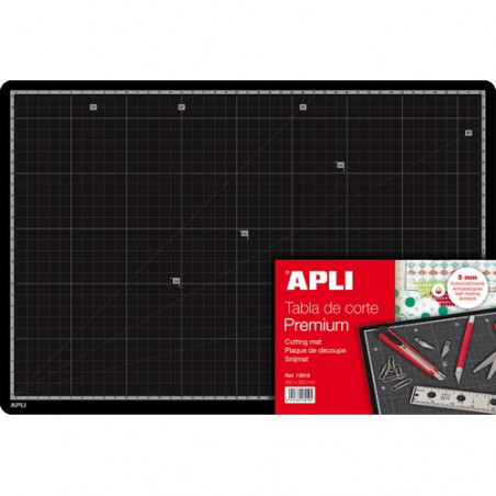 Tabla de corte Premium 450x300x5mm A3 negra Apli