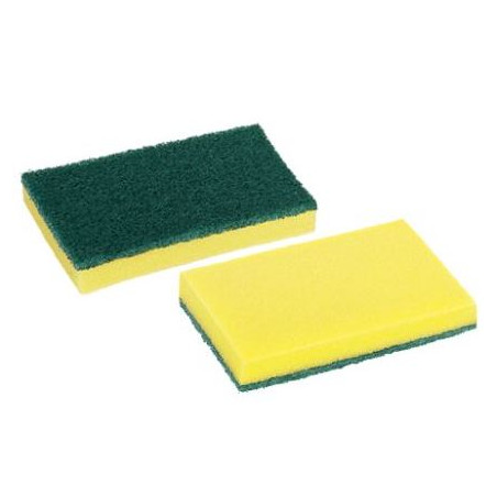 Estropajo fibra verde con esponja pack 10 unidades