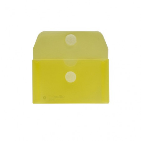 Sobre 105x62 PP para tarjetas. Cierre velcro. amarillo transparente.