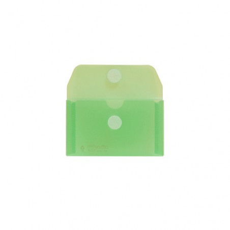 Sobre 105x62 PP para tarjetas. Cierre velcro. verde transparente.