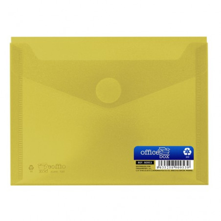 Sobre A6 160x120 mm PP cierre velcro amarillo.