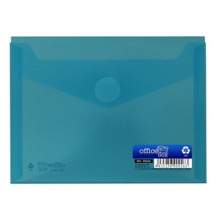 Sobre A6 160x120 mm PP cierre velcro azul.