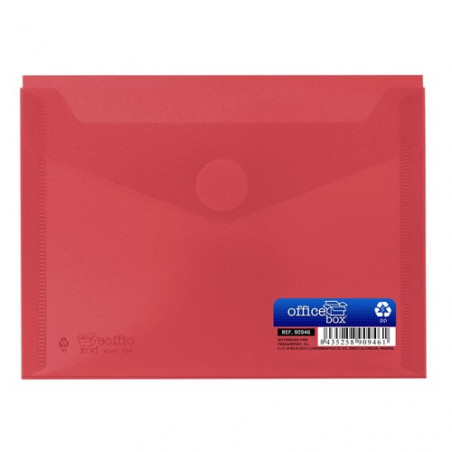 Sobre A6 160x120 mm PP cierre velcro rojo.