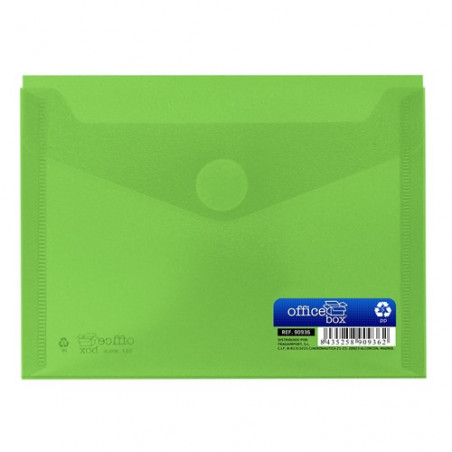 Sobre A6 160x120 mm PP cierre velcro verde.