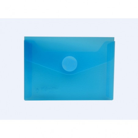 Sobre A7 PP 120x85mm cierre con velcro azul transparente.