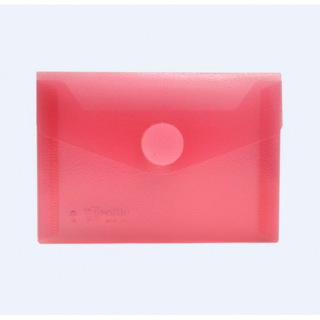 Sobre A7 PP 120x85mm cierre con velcro rojo transparente.