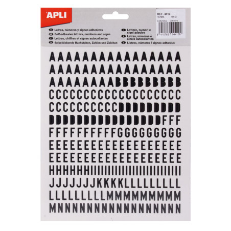 LLETRES ADHESIVES 10 MM. NEG.