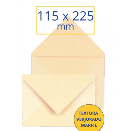 SOBRE VERJURADO MARFIL 115x225 AMERICA (25u)     (ABO)