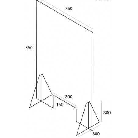 MAMPARA DE METACRILAT 5mm 750x850x30 PROTECTOR MOSTRADOR (COVID)