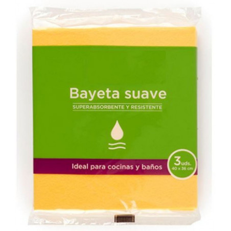 Bayeta microfibra amarilla suave pack 3 unidades