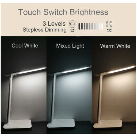 LAMPARA LED SOBRETAULA CARREGA MOVIL BLANCA ECO USB