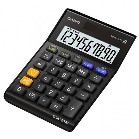 CALCULADORA SOBRETAULA 10D CASIO MS100TERII EURO 100x140mm