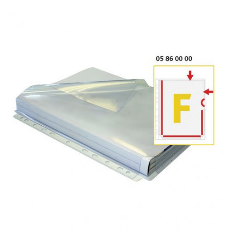 Funda A4 PVC fuelle en F multitaladro solapa bolsa
