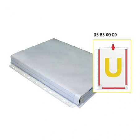 Funda A4 PVC fuelle en U multitaladro bolsa 5 unid