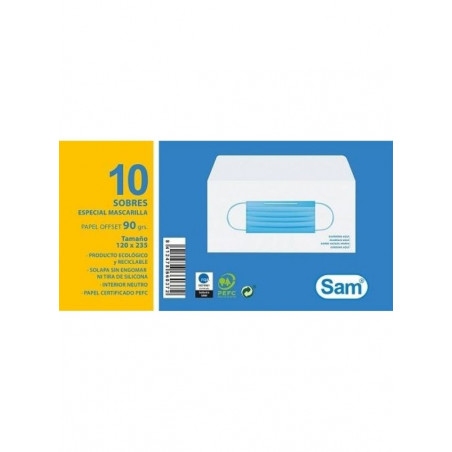 SOBRE BLANC ADH. MASCARILLA 120x235 (PACK 10u) (COVID)