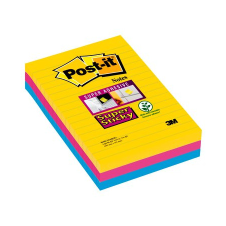 TACO NOTES ADH. 102x152 RATLLAT COLORS POST-IT 4690 RIO (3x100f)