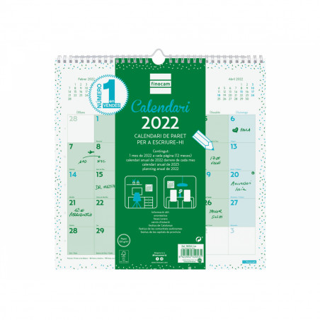 CALENDARI PARED ESP. M/V 300x300 APU. CAT FIN. CHIC PASTEL 2022