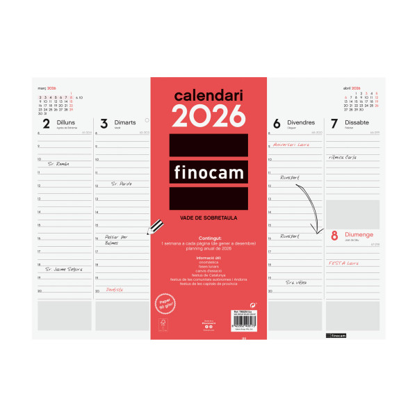 CALENDARI VADE ENCOLAT S/V 420x305 APU. CAT FINOCAM 2022