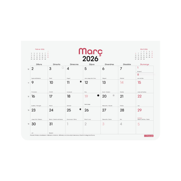 CALENDARI PARED ESP. M/V 360X210 APU CAT FIN. TALKUAL ANY 2022
