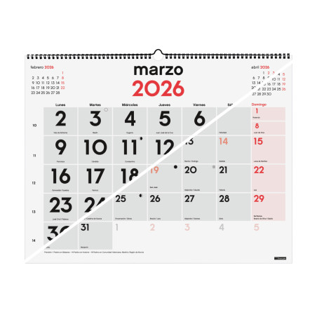 CALENDARI PARED ESP. M/V 590x420 AP+NU SP FINOCAM AÑO 2022