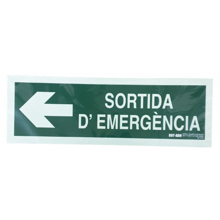PLACA 300x100 "SORTIDA EMERGENCIA ESQUERRE" FOTOLUMINISCENT