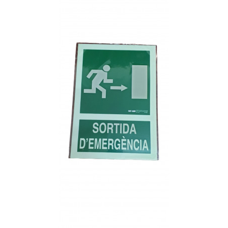 PLACA A4 "SORTIDA EMERGENCIA DRETA" FOTOLUMINISCENT