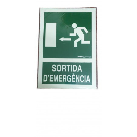 PLACA A4 "SORTIDA EMERGENCIA ESQUERRE" FOTOLUMINISCENT