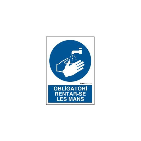 ETIQUETA ICONO 09x12 "OBLIGATORI RENTARSE MANS"
