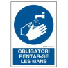 ETIQUETA ICONO 09x12 "OBLIGATORI RENTARSE MANS"