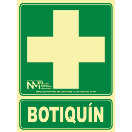 PLACA A4 "BOTIQUIN" CRUZ FOTOLUMINISCENT