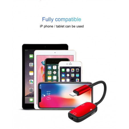 CABLE LIGHTNING (M) / JACK 3,5 (AURICULAR) (M) + CARREGA ADAPTA