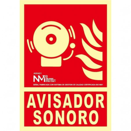 PLACA A4 "AVISADOR SONORO" TIMBRE SIRENA