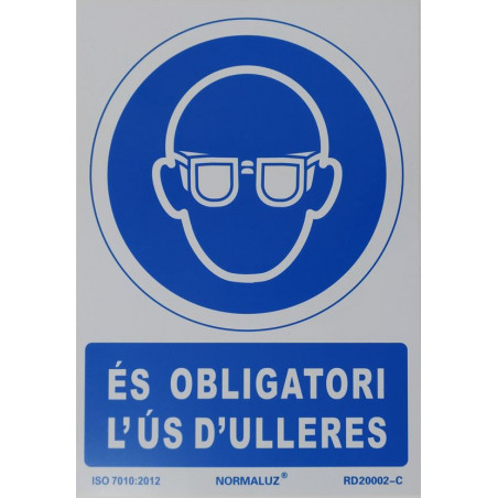 PLACA A4 "OBLIGATORI ULLERES" GAFAS