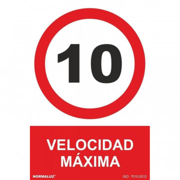 SENYAL PROHIBICIO "VELOCIDAD MAXIMA 10" 100x150 ETIQUETA