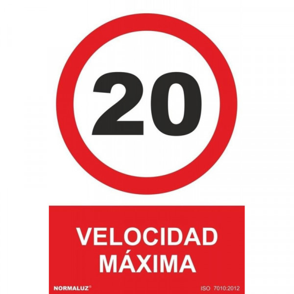 SENYAL PROHIBICIO "VELOCIDAD MAXIMA 20" 200x300 ETIQUETA