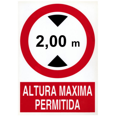 SENYAL PROHIBICIO "ALTURA MAXIMA PERMITIDA" 210x300 PVC