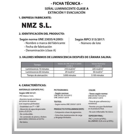 SENYAL EXTINCIO "EXTINTOR" 210x300 PVC FOTOLUMINISCENT