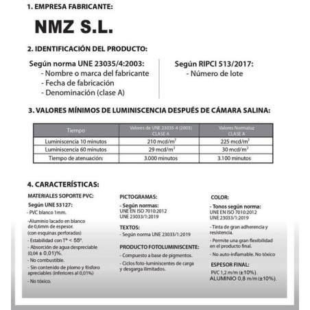 SENYAL EXTINCIO "BOCA DE INCENDIO" MANGUERA MANEGA 210x300 PVC F