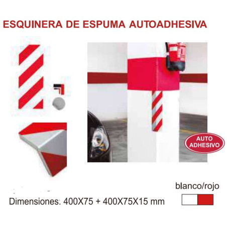 PROTECTOR PARKING CANTONERA 400x75x75x15mm VERMELL BLANC
