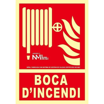 SENYAL EXTINCIO "BOCA D´INCENDI" MANGUERA MANEGA 210x300 PVC F
